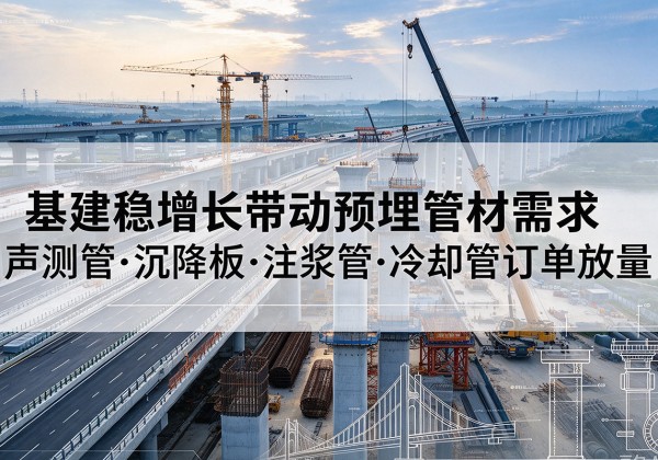 巢湖基建稳增长带动预埋监测管材需求，声测管、沉降板、注浆管订单持续放量